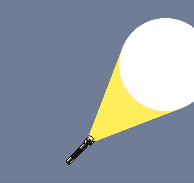 A flash light in the dark
