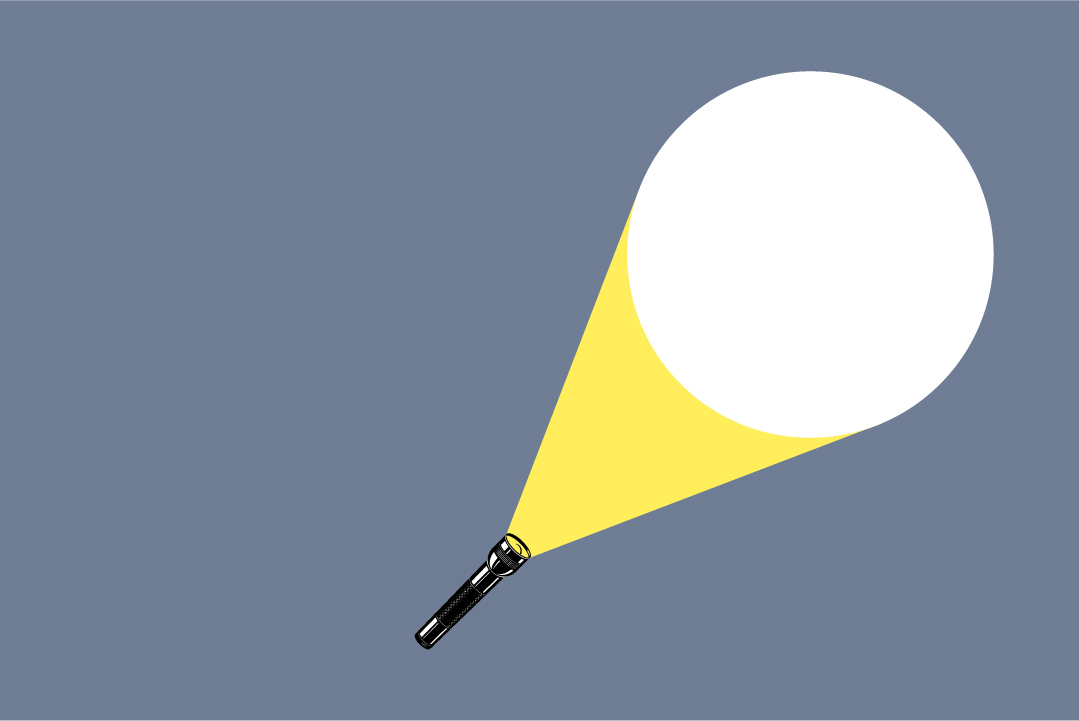 A flash light in the dark
